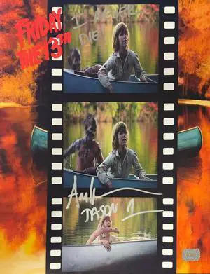 Ari Lehman signed Friday the 13th Filmstrip Jason Voorhees 11x14 Photo dual Jason 1/I Never Die!- Lehman Hologram