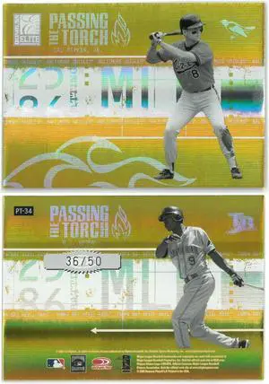 Cal Ripken, Jr & BJ Upton 2005 Donruss Elite Passing the Torch Card #PT-34- LTD 36/50 (Orioles/Rays)