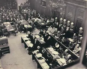 Whitney Harris signed 1945-46 WWll Nuremberg Trials B&W 8x10 Photo– PSA #AD55312- Prosecutor Military Tribunals RARE