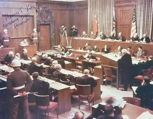 Henry T. King Jr. signed 1946 WWll Nuremberg Trials Color 8x10 Photo– PSA #AD55351- Prosecutor Military Tribunals RARE