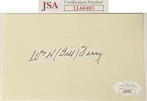 Wm H. Bill Terry signed 3x5 Index Card- JSA #LL60403 (New York Giants/1954 HOF)