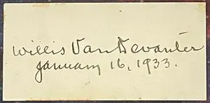 Willis Van Devanter signed 1.5x3 Vintage cut signature January, 16, 1933 – Beckett Review (Supreme Court Justice Assoc)