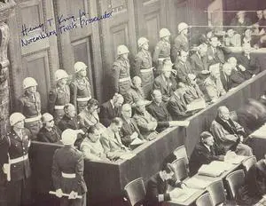 Henry T. King Jr. signed 1946 WWll Nuremberg Trials B&W 8x10 photo– PSA #AD55350 Prosecutor Military Tribunals RARE