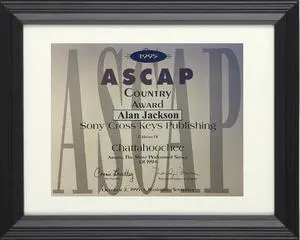 Alan Jackson 1995 ASCAP 11x14 Country Music Award Sony Cross Keys Publishing/Chattahoochee Custom Framing Alan Jackson 1995 ASCAP 11x14 Country Music Award Sony Cross Keys Publishing/Chattahoochee Custom Framing
