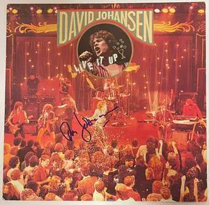 David Johansen signed 1982 Live It Up Album Cover/LP/Vinyl/Record- Beckett Review (CBS Records)
