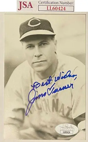 Jim Turner signed 3.5x5.5 B&W Photo Postcard Best Wishes- JSA #LL60424 (Cincinnati Reds)