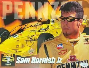 Sam Hornish, Jr. signed Pennzoil 2001 Champions Indy Car 8.5x11 Photo #4- JSA #LL60512