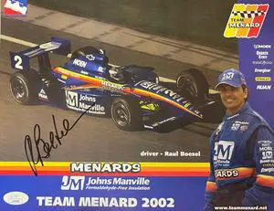 Raul Boesel signed Team Menard Racing Indy Car 8.5x11 Photo- JSA #LL60509