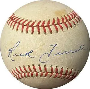 Rick Ferrell signed ROAL Rawlings Official American League Baseball toned (Boston Red Sox)
