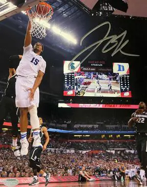 Jahlil Okafor signed Duke Blue Devils 8x10 Photo- Schwartz Hologram (Final Four vs Michigan State)