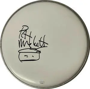 Pat Mastelotto signed 10" Drumhead- JSA #SS17819 with Artwork/Drawing (Mr. Mister/King Crimson/Stick Men)
