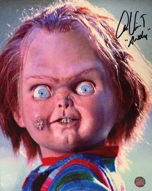 Alex Vincent signed Child's Play 8x10 Photo "Andy" with Chucky- AWM Hologram