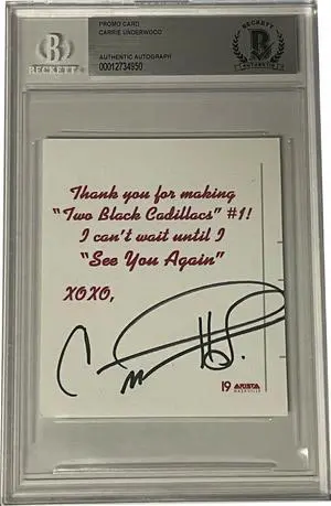 Carrie Underwood signed Two Black Cadillacs #1 Thank You Cut- BAS/Beckett Encapsulated