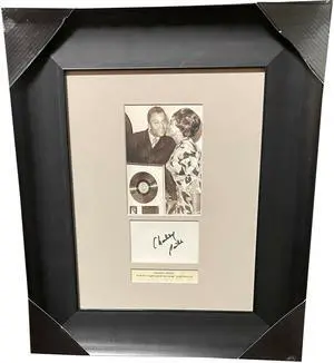 Charley Pride signed 4x3 Cut Signature w/ 4x6 Photo Custom Framing - "Kiss An Angel Good Morning" Gold Record (16x19)