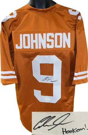 Collin Johnson signed Texas Burnt Orange Custom Stitched College Football Jersey Hookem! XL- JSA Witnessed