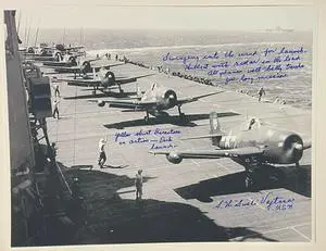 Stanley W. "Swede" Vejtasa signed WWII 1942 US Navy B&W 8.5x11 Photo- PSA #AD57119- Flying Ace Pilot