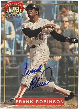 Frank Robinson signed 1994 Nabisco All-Star Legends Baseball Card- MLBPA COA (Baltimore Orioles/On Card Sig)