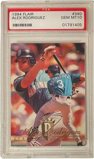 Alex Rodriguez 1994 Flair Rookie Card #340- PSA Graded 10 Gem Mint (Seattle Mariners)