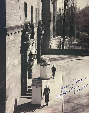 Henry T. King Jr. signed 1946 WWll Nuremberg Trials B&W 8x10 Photo PSA #AD55348- Prosecutor Military Tribunals RARE