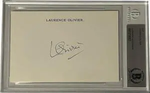 Laurence Olivier signed 3.5x5 Cut Signature- BAS/Beckett Encapsulated (Hollywood Legend)