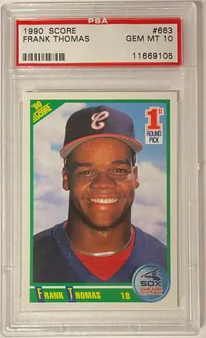 Frank Thomas 1990 Score Rookie Baseball Card #663- PSA Graded 10 Gem Mint (Chicago White Sox)