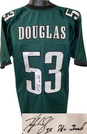 Hugh Douglas signed Philadelphia Green TB Custom Stitched Pro Style Football Jersey 3X Pro Bowl XL- PSA Hologram