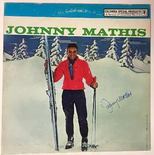 Johnny Mathis signed 1972 Merry Christmas Album Cover/LP/Vinyl/Record- Beckett Review (Columbia Records)