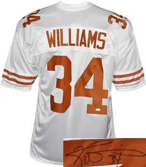 Ricky Williams signed Texas White TB Custom Stitched College Style Football Jersey XL #34- JSA Witnessed Hologram