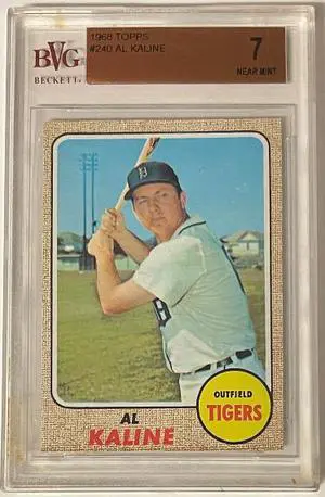 Al Kaline 1968 Topps Baseball Card #240- BVG Graded 7 Near Mint (Sub Grades/Detroit Tigers)