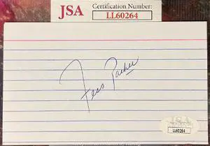 Fess Parker signed 3X5 Index Card- JSA #LL60264 (Daniel Boone/Davy Crockett)