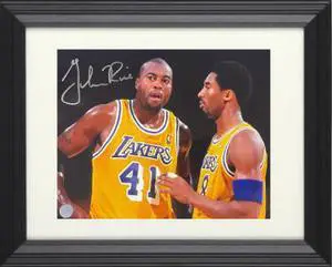 Glen Rice signed Los Angeles Lakers 8x10 Photo Custom Framing- AWM Hologram (w/ Kobe Bryant)