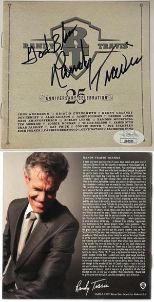 Randy Travis signed 2011 25th Anniversary Celebration CD Cover w/God Bless- JSA #LL60183 (Country Music)
