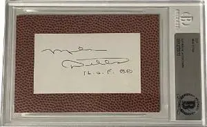 Mike Ditka signed 3.5x5 Football Texture Cut Signature HOF 88- BAS/Beckett Encapsulated (Chicago Bears)