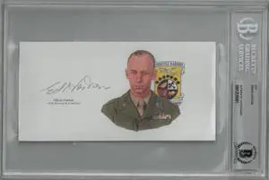 Edwin Horton signed 6.5x3.5 cut signature w/ Image BAS/Beckett Encapsulated (WWII/Doolittle Raiders/B-25 Mitchell)