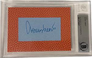 Jerry West signed 3.5x5 Basketball Texture Cut Signature- Beckett Encapsulated (Los Angeles Lakers)