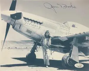 James "Jim" Brooks signed WWII Vintage B&W 8x10 Photo- JSA #SS17731- P-51 Mustang Ace Pilot/13 Kills