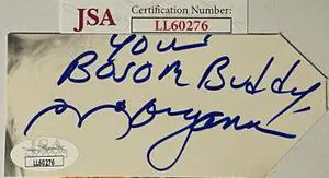 Morganna signed 2x4.5 Cut Signature Your Bosom Buddy- JSA #LL60276 (The Kissing Bandit)