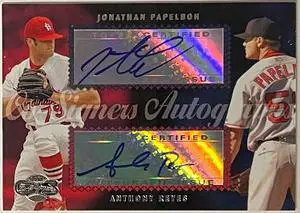 Jonathan Papelbon/Anthony Reyes dual signed 2006 Topps Certified Co-Signers Card #CS-52 (Red Sox/Cardinals)