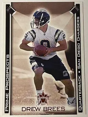 Drew Brees 2001 Pacific Vanguard Prime Prospects Leaf Rookie Card (RC) #28 (San Diego Chargers)