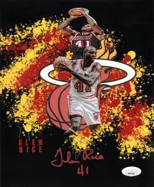 Glen Rice signed Miami Heat Collage 8x10 Photo #41- JSA Authenticated