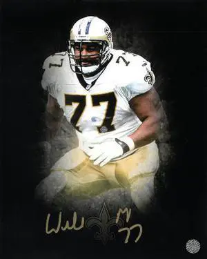 Willie Roaf signed New Orleans Saints Splash Logo 8x10 Photo #77- AWM Hologram