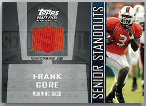 Frank Gore 2005 Topps Draft Picks & Prospects Senior Standouts Game Worn Jersey #SS-FG (Miami Hurricanes)
