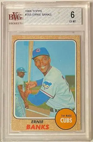 Ernie Banks 1968 Topps Baseball Card #355- BVG Graded 6 EX-MT (Sub Grades/HOF/Chicago Cubs)