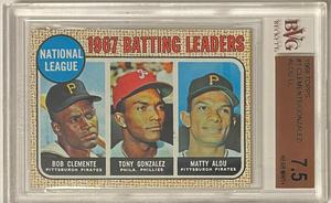 Roberto Clemente 1968 Topps 1967 Batting Leaders Card #1- BVG Graded 7.5 Near Mint+ (with Sub Grades/Tony Gonzalez/Matty Alou)