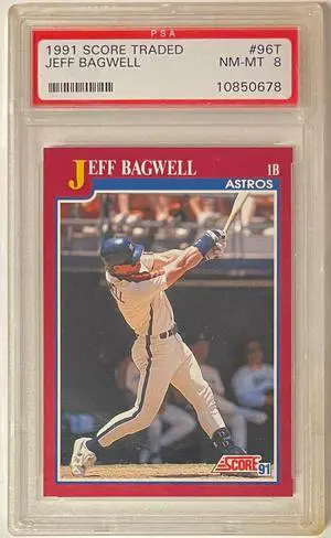 Jeff Bagwell 1991 Score Traded Rookie Card (RC) #96T- PSA Graded 8 NM-MT (Houston Astros)