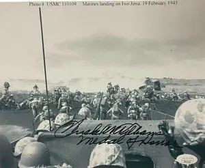 Hershel W. Williams signed WWII Vintage B&W 8x10 Photo- JSA #SS17632- Medal of Honor/Iwo Jima/Feb 23, 1945