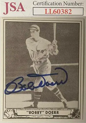 Bobby Doerr signed 1986 Reprint 1940 Play Ball Card #38- JSA #LL60382 (Boston Red Sox/On Card Auto)
