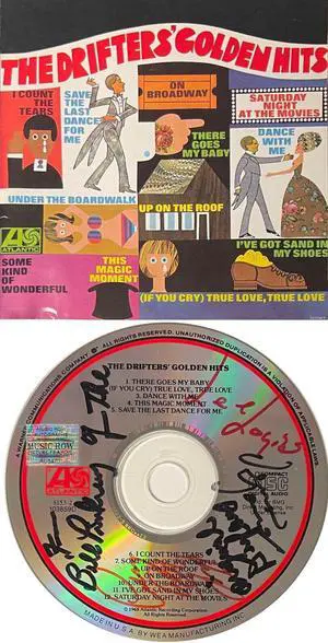 Bill Pinkney & Lee Logan signed The Drifters' Golden Hits Album CD/Cover & Case + 2 more sigs/4 sigs