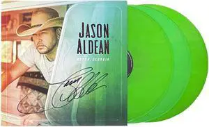Jason Aldean signed 2021 "Macon Georgia" Album Cover/LP/Lt Ed Triple Green Vinyl/Record- JSA #AB47567