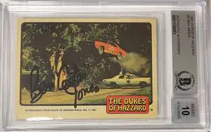 Ben Jones signed 1981 Dukes of Hazzard Trading Card #2 w/ Cooter- BAS/Beckett Graded 10 Autograph